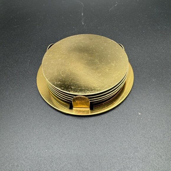 Stainless Steel Coasters Set of 6, Non Slip Eva Base, Gold Cup Coasters, Coaster - Picture 1 of 6